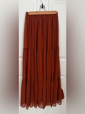 Abercrombie & Fitch Tiered Maxi Skirt - Rust Brown